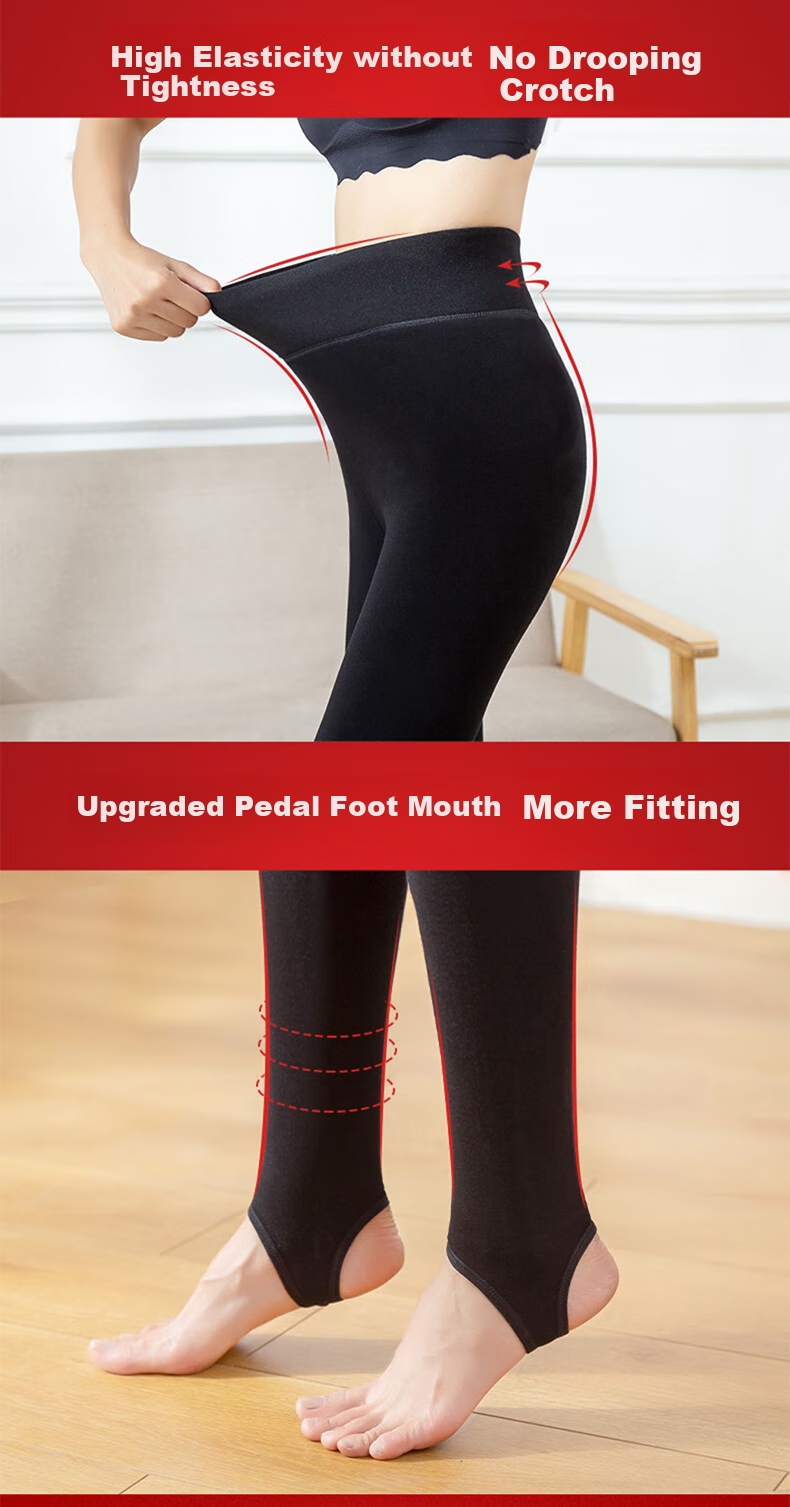 LangSha Women's Fleece-Lined Leggings with Silk Cotton, Thick Warm Pants for Outer Wear in Northeast China, Cold-Resistant Cotton Pants for Autumn And Winter 9