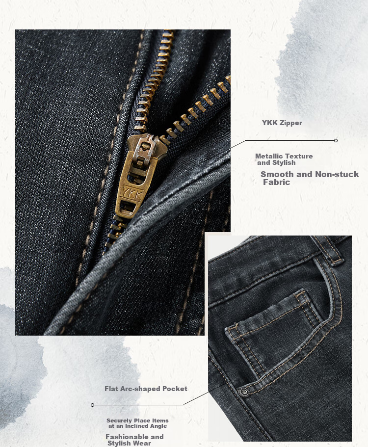 HLA HLA Jeans for Men, San Guo Yanyi Style, Fleece-Lined, Thickened, Slightly Elastic Pants for Men in Winter 2