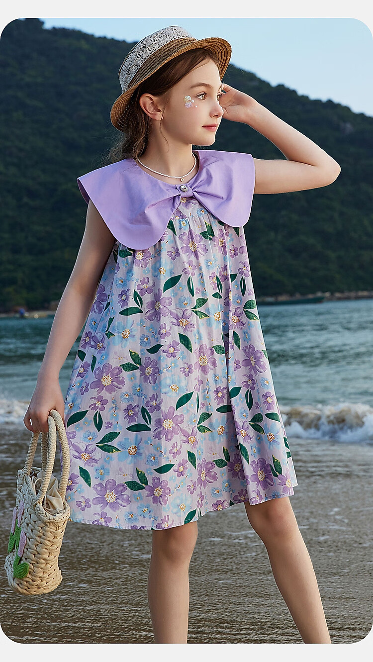 ASK JUNIOR Girls Summer Dress Lightweight Breathable Vacation Princess Dress 2
