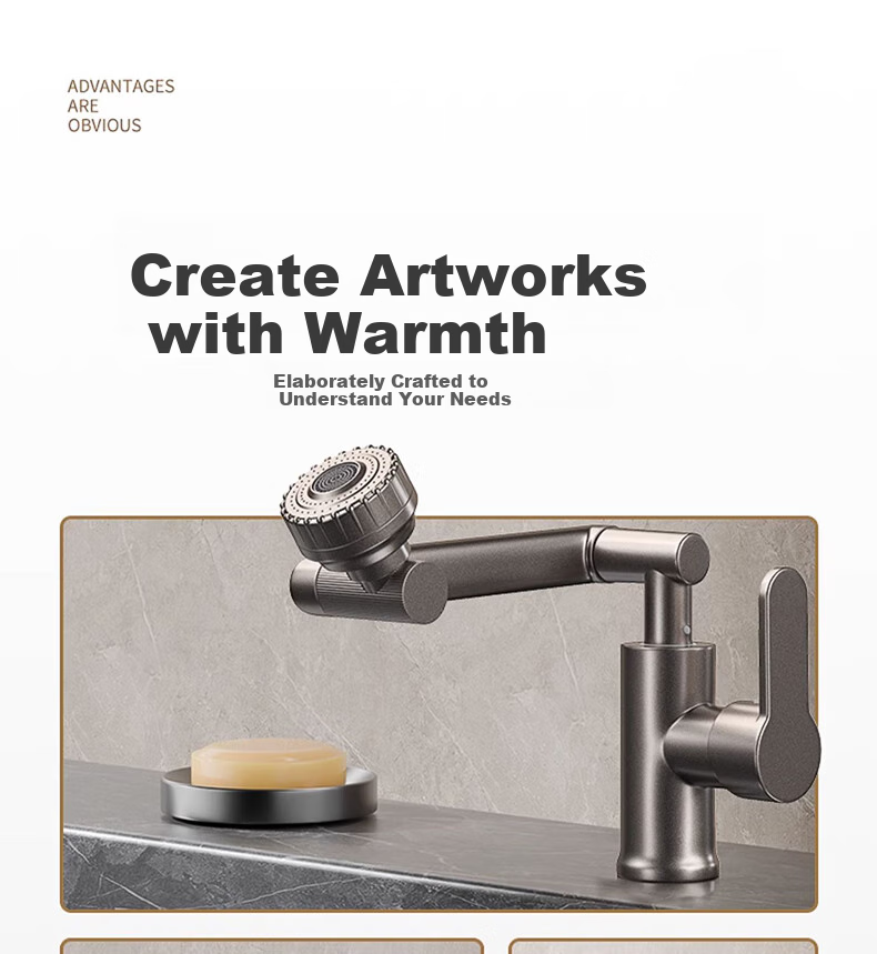 Zunchi Basin Faucet, Hot And Cold, 360-Degree Rotating Mechanical Arm, Lucky Cat, Washbasin, Sink, Bathroom Faucet 4