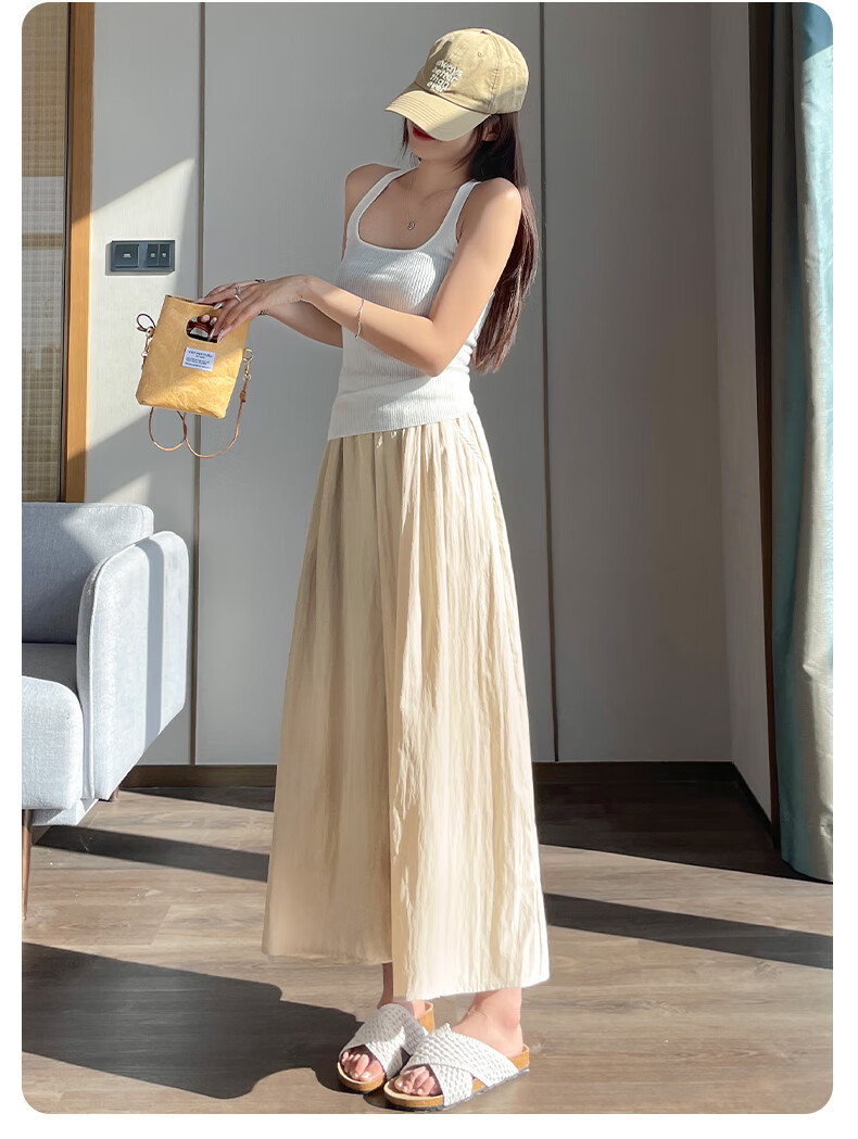 MJ STYLE Wide-Leg Pants Skirt for Women, 2026 Summer Thin Cool Breathable A-Line Plus Size Skort for Curvy Wome 13