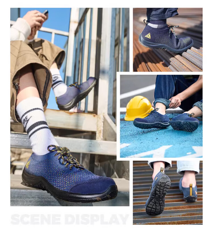 Delta 301236 Safety Shoes Anti-Static Puncture-Resistant Anti-Smash Slip-Resistant Breathable Blue Yellow Size 37 10