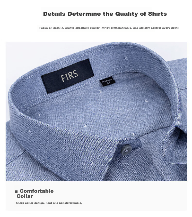 FIRS Long-Sleeve Shirt for Men, Autumn Business Casual Dress Shirt for Young And Middle-Aged, Style 7188-3 Green (Long-Sleeve Version), Size 43 8