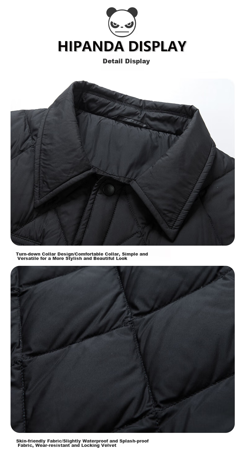 HIPANDA Men's down Jacket with Shirt Collar, Fashionable Thick Warm down Coat, Couple Matching Diamond Pattern Outerwear, Army Green, Size L 16
