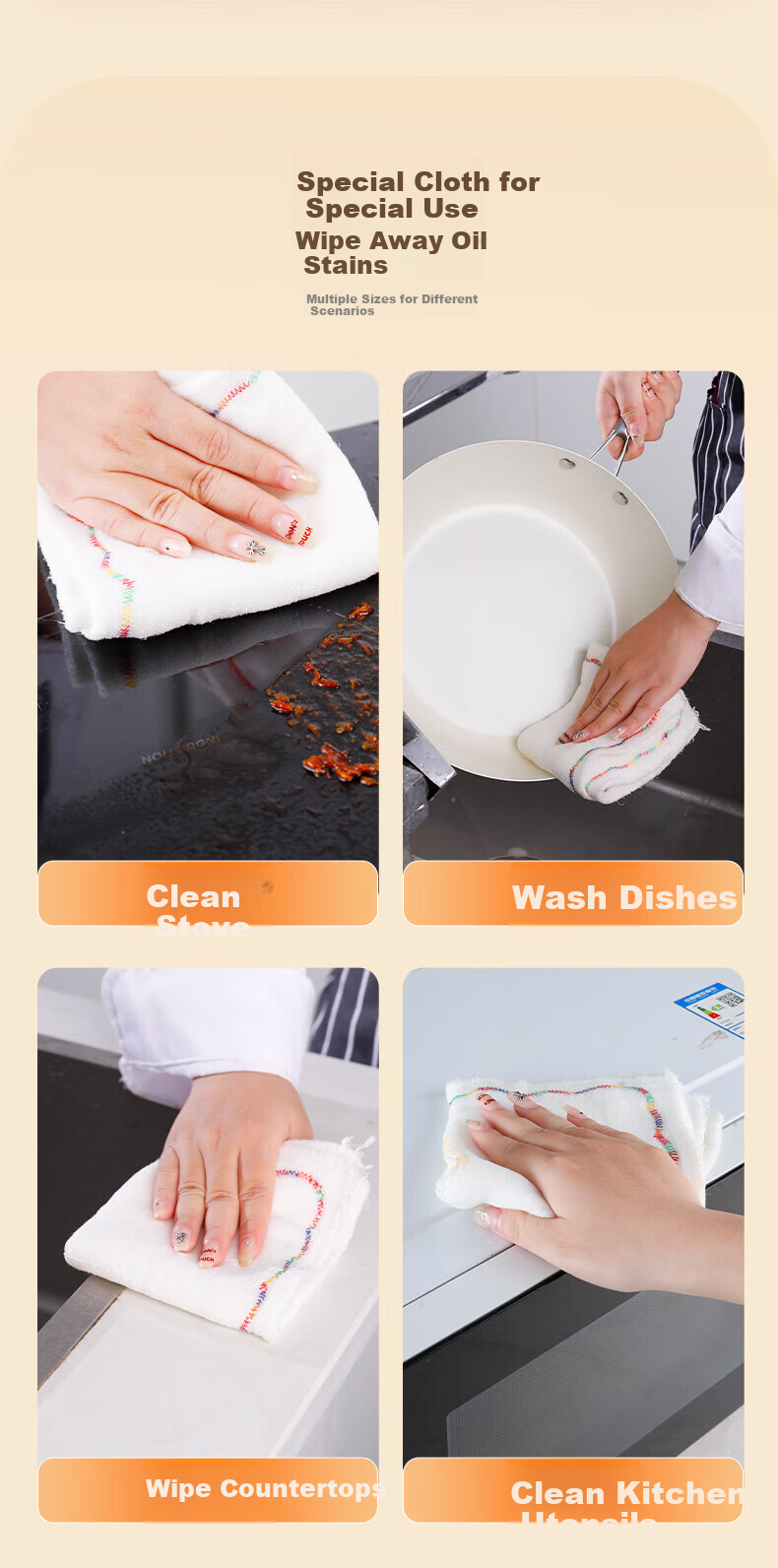 COODORA Cotton Soft Cleaning Cloth 30x30cm 10-Pack, 9-Layer Thickened Kitchen Dishcloth, Household Oil Removal and Strong Water Absorption Towel 5