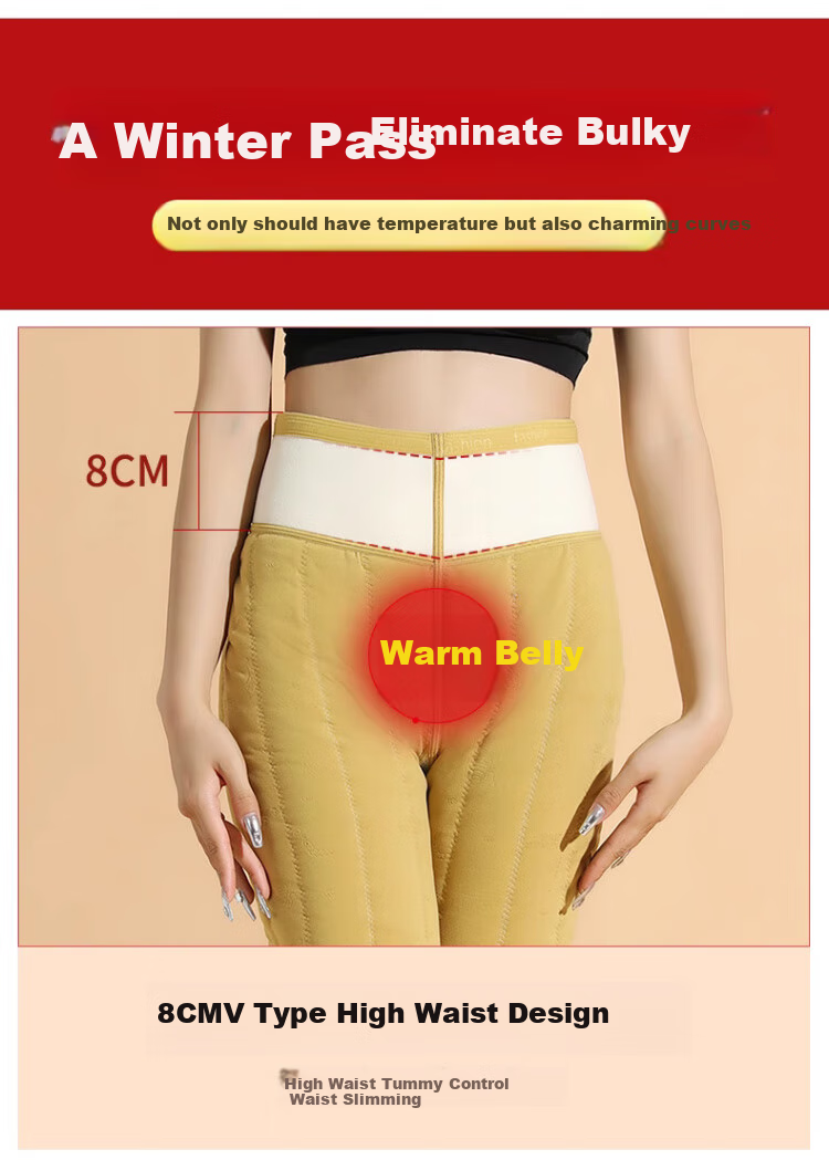 LangSha Thermal Leggings, 100% Golden Silk, Women's Warm Pants for Autumn And Winter, Fleece-Lined High-Waist Extra Thick Anti-Cold Tights for Northeast China 12