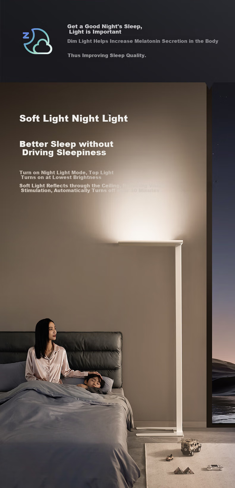 Midea Pro2 Large Street Lamp Full Spectrum Eye Protection Floor-Standing Desk Lamp for Bedroom, Living Room, Children's Study And Reading 17