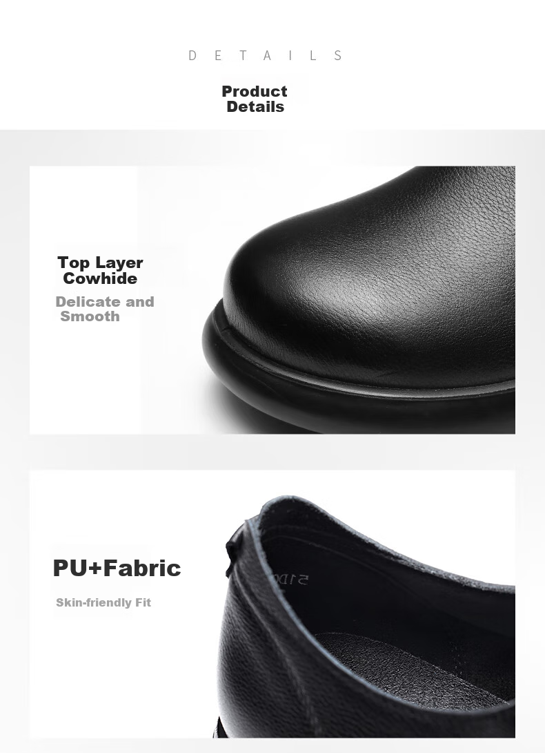 Qiangren Comfortable Soft Casual Women's Shoes, Top-Grain Leather Women's Flats, Wide Fit, Not Easy to Squeeze Feet, JDA73271, Black, Size 35 8