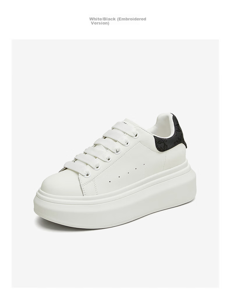 TATA Women's Shoes, Cream Bubble Thick-Soled Shoes, White Sneakers, Breathable Casual Skateboard Shoes, White/silver, Size 38 8