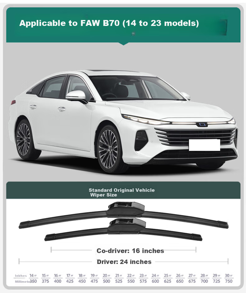 Xufengcheshi Boneless Wiper Blade, for FAW Besturn B70/14-23 Models, Car Wiper, Quiet And Wear-Resistant Rubber Strip, Original Factory Equipment, 1 Pair 1