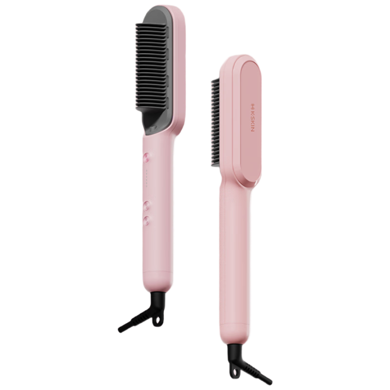 Jindao Ionic Straightening Brush, High Crown Volumizing Curling Iron, Anti-Frizz Flat Iron, Hair Styling Tool KD370 Pink Portable Travel Mid-Autumn Festival Gift Birthday Present