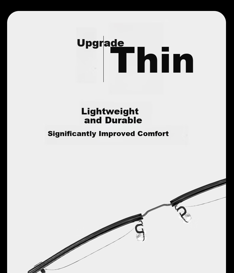 LOHO Thin Steel Series | Ultra-Light Browline Glasses for Men, Business Semi-Rimless Frames with Blue Light Protection, Prescription Available, Anti-Radiatio 4