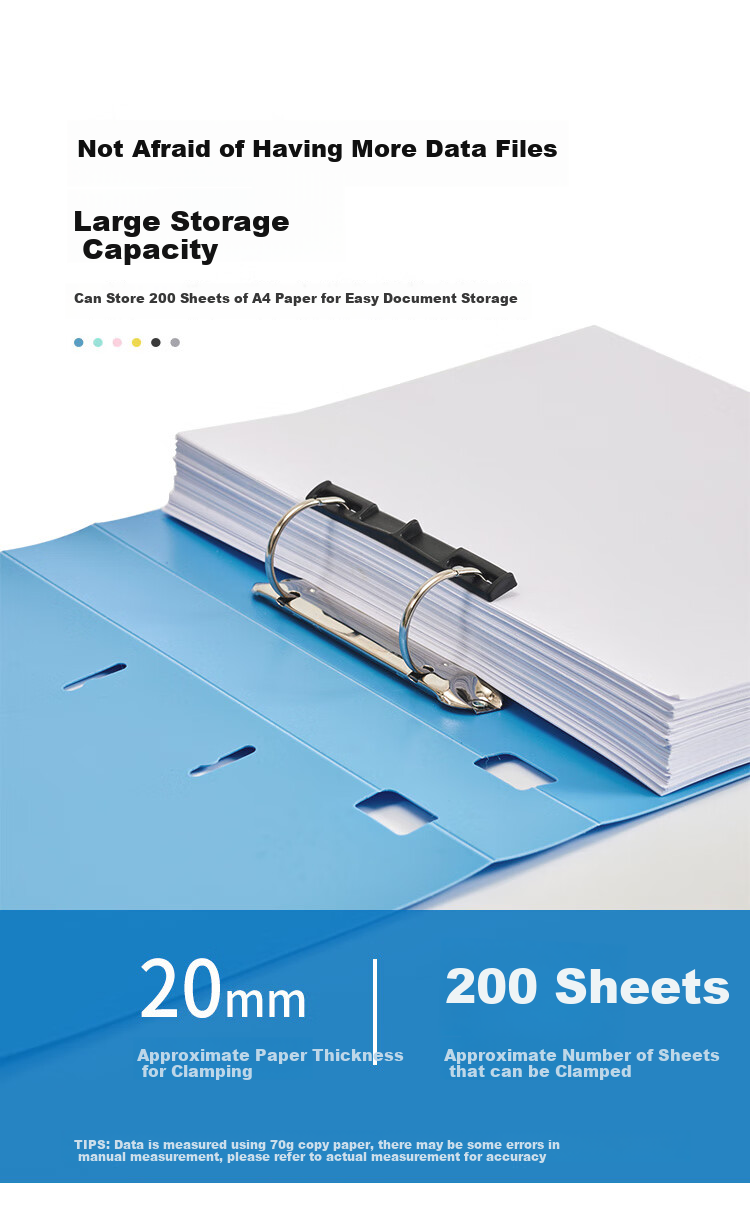 MAKINO 2-Hole D-Type Clip PP File Folder, Loose-Leaf Punched File Folder, Student Organizer, Office Business Supplies, Document Storage Report Folder, 200 Sheets Thin Yellow Storage Versio 2