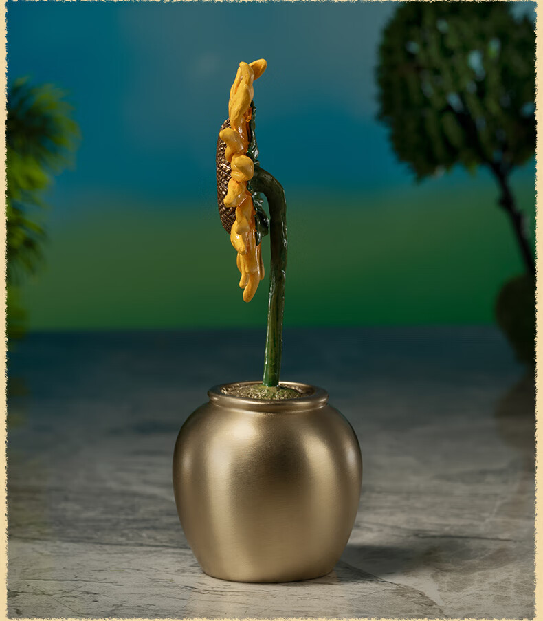 Tongshifu "One Move to Win" Living Room Desktop Sunflower Copper Ornament, Home Decor Craft Item 3
