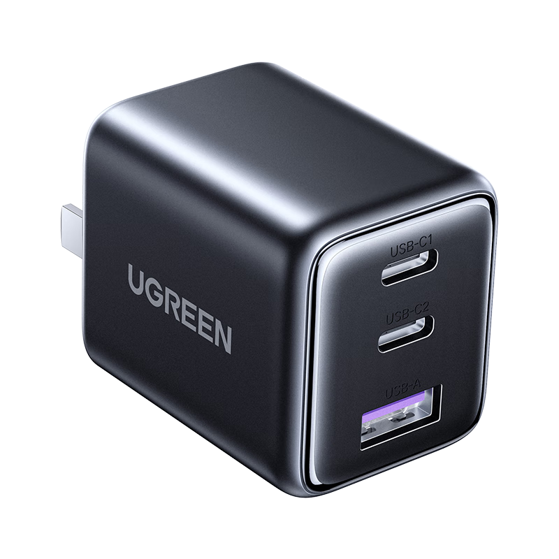 UGREEN 30W Gallium Nitride Charger, Three-Port Fast Charging Head, Compatible with Apple IPhone 18 Pro Max/17 Duo/16, Huawei Phones And Watches, USB/Type-C Multi-Port PD Plug