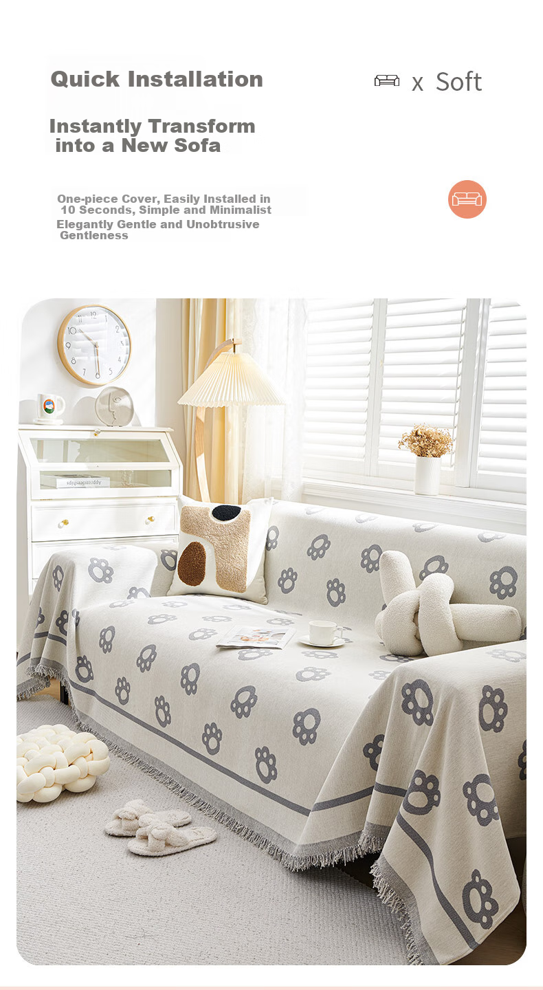 Jingxun Sofa Cover, Full Coverage, All Seasons, Chenille Fabric, Simple Modern Sofa Slipcover, 1.8*3m 6