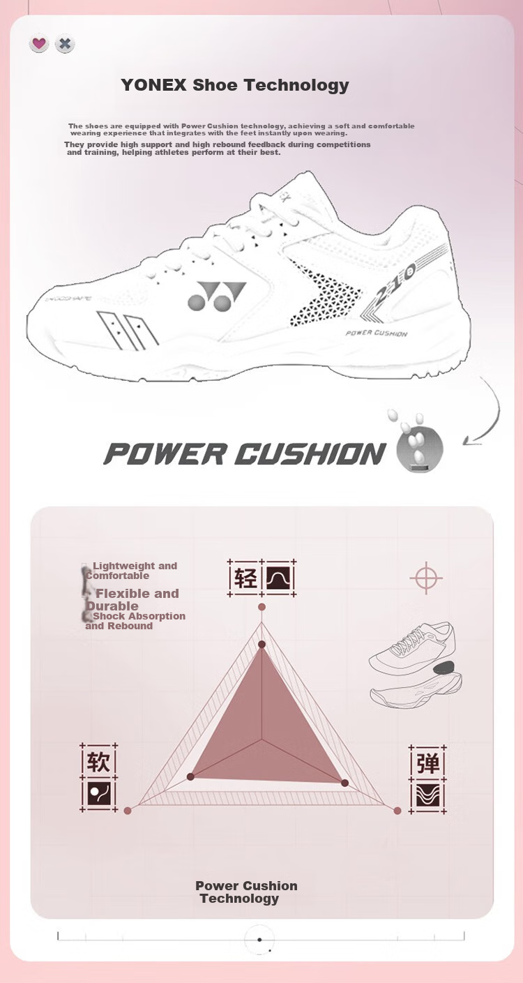 YONEX Badminton Shoes for Men And Women, Ultra-Light Breathable Shock-Absorbing Sports Shoes SHB220CR Beige Size 36 20