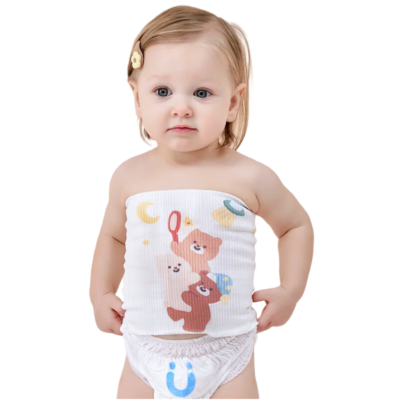 Aibaoshi Baby Belly Band, Single-Layer Umbilical Protection, Newborn Belly Cover, Infant Cold Prevention Belly Wrap, Little Bear Design, 2-Pack, S216