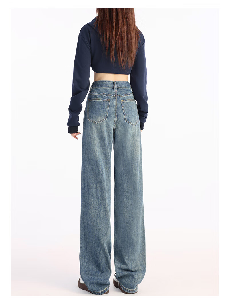 Pierre Cardin Women's Winter Denim Jeans Simple Soft Breathable Casual Slim Fit Straight Wide Leg Retro Blue M 20