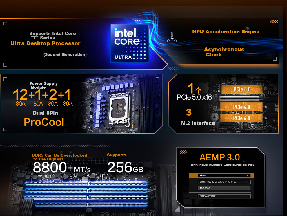 ASUS TUF GAMING B860M-PLUS WIFI Motherboard, Supports CPU 270K/265K/245K (Intel B860/LGA 1851) 4