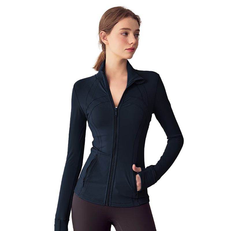 BOPRUIEY Women's Short Jacket, Spring And Summer Yoga Wear, Long-Sleeve Zip-Up Top, Skin-Friendly, Naked Feel, Slim-Fit Sports Coat for Outer Wear