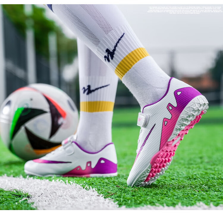 Shuangxing Children's Soccer Shoes for Boys And Girls, Big Kids' Molded Studs TF Artificial Grass Training Shoes, Student And Youth Slip-On Sneakers 20