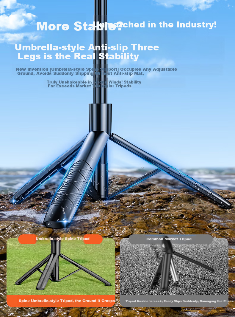 SelfieShow C17 Upgraded Version [TT07], Live Streaming Face Tracking Selfie Stick, New AI Integrated Gimbal Phone Mount, Four-Axis Anti-Shake, 360-Degree, Compatible with DJI Pocket 3 7