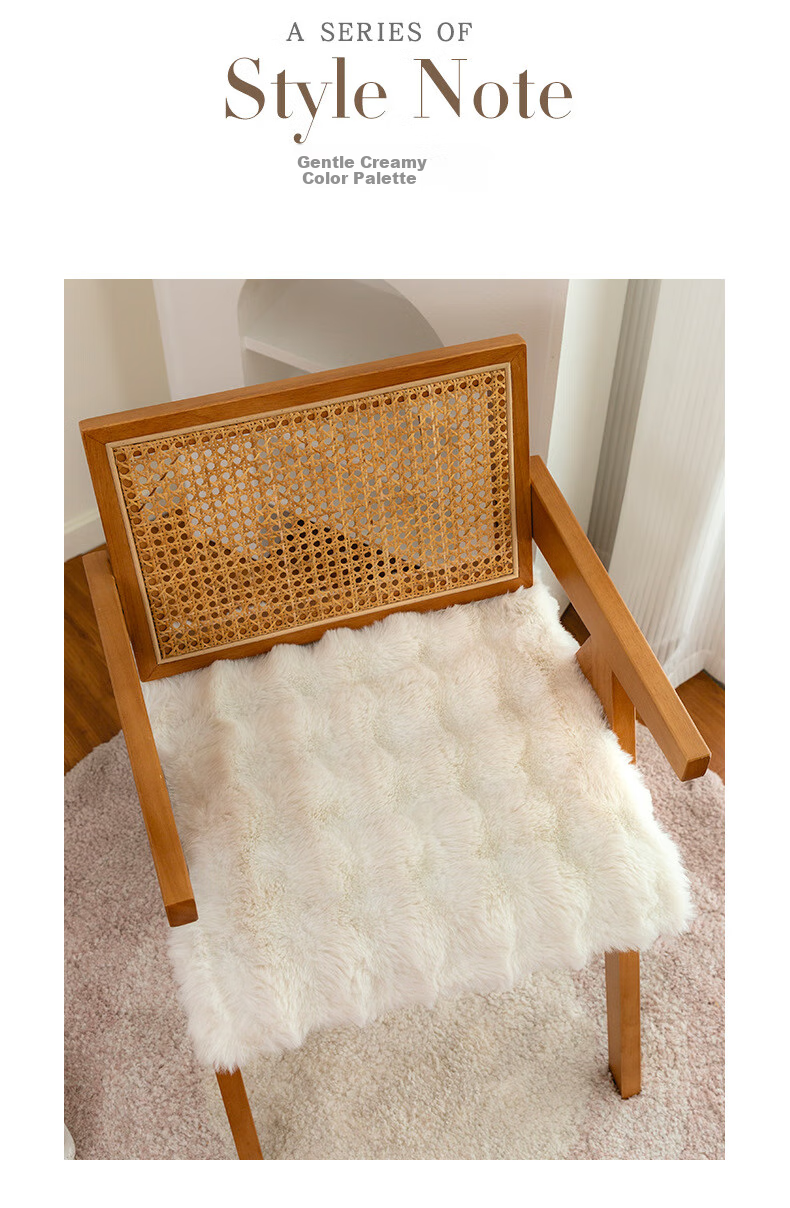 GREAT LIFE Winter Plush Car Seat Cushion, Internet-Famous Butt Pad, Rabbit Fur Plush, Warm Dining Chair Pad, Office Long-Sitting Seat Cushion, Beige 2