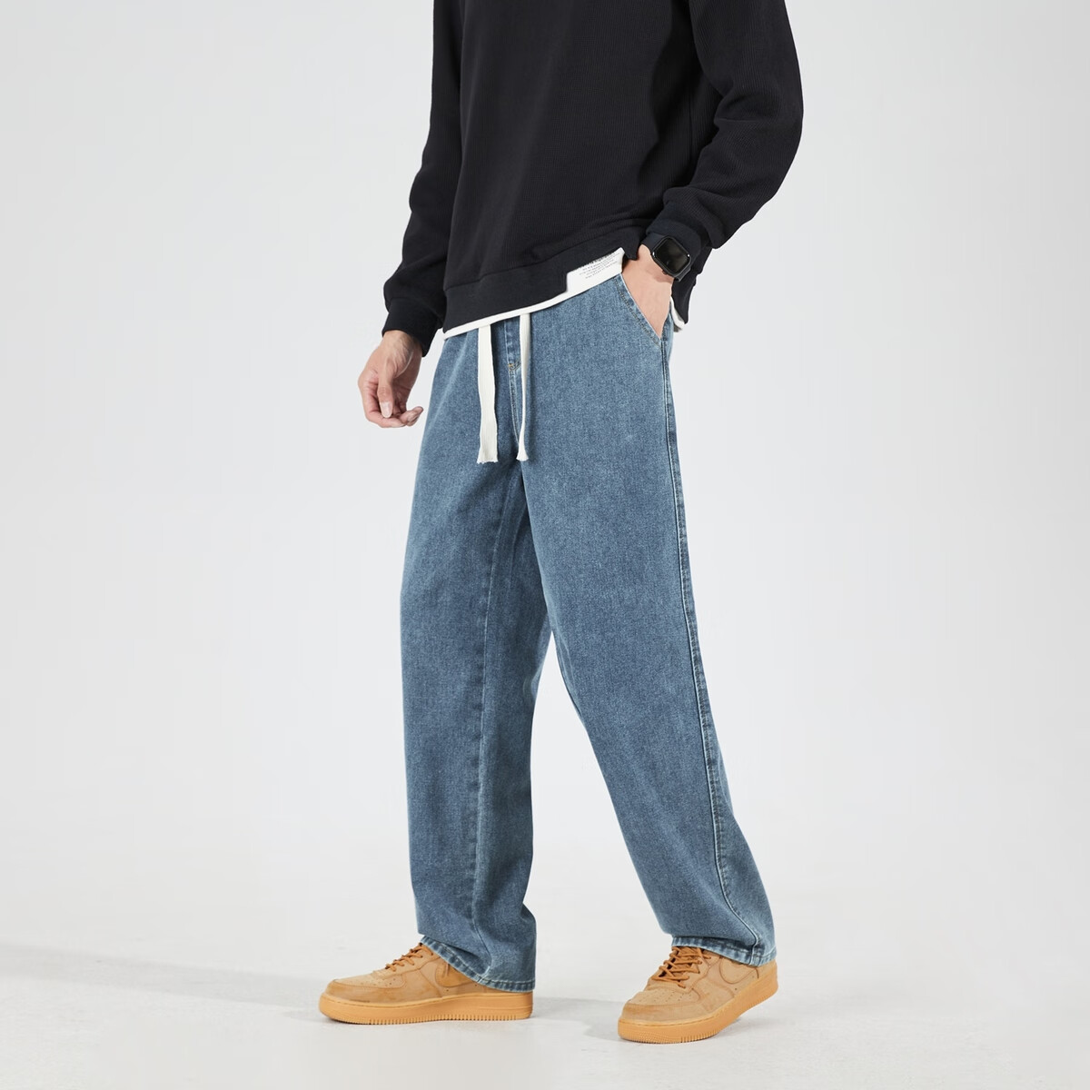 TonLion 2026 Spring And Autumn New Men's Jeans, Loose Straight-Leg Pants, Retro American-Style Trendy Brand Versatile Long Trousers