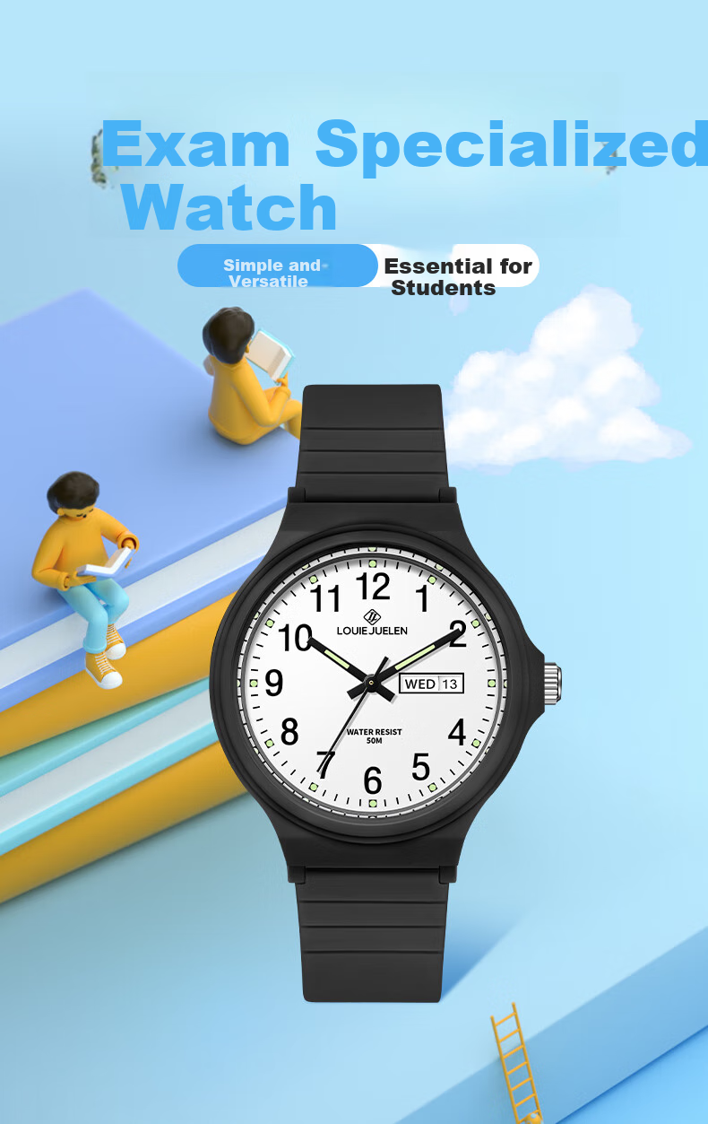 LOUIE JUELEN Student Exam Watch for Middle And High School Students, Quiet Mechanical Waterproof Quartz Watch for Teenage Girls And Boys 2