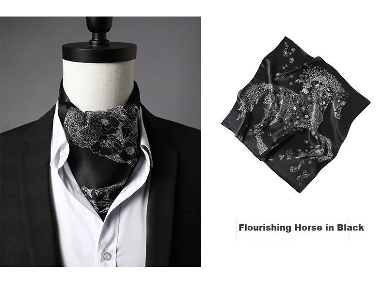 Hangsifu Silk Scarf, Neck Protection Mulberry Silk Small Square Scarf, Business Necktie, Birthday And Holiday Gift for Dad Or Husband, Gray-Orange 5