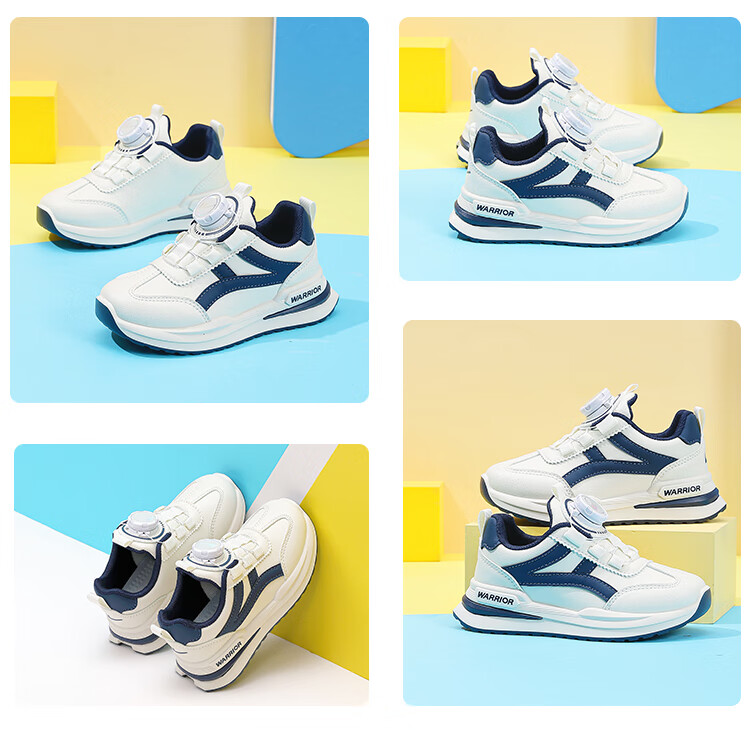 Warrior Boys' Running Shoes Spring And Autumn Style Girls' Soft-Soled Children's Sneakers WZ(CL)-0605 Beige/navy Blue/pink 28 4