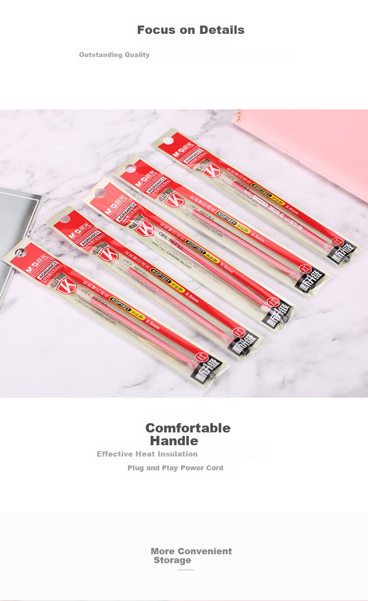 M&G Stationery, 0.5mm Red Gel Pen Refills, Student Exam Full Needle Tube Signing Pen Refills, Ink Pen Refills, AGR640C3C, Pack of 20 3