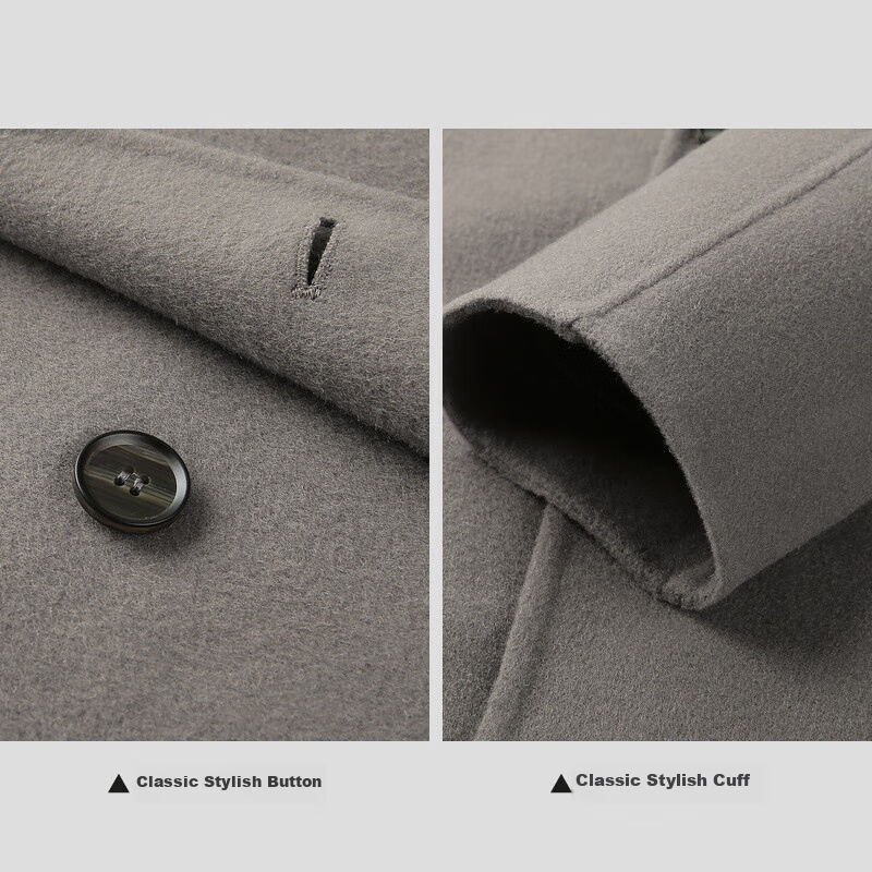 HLA Men's Lightweight Business Classic Notch Lapel Pure Wool Coat for Winter, HWDAW4W003A