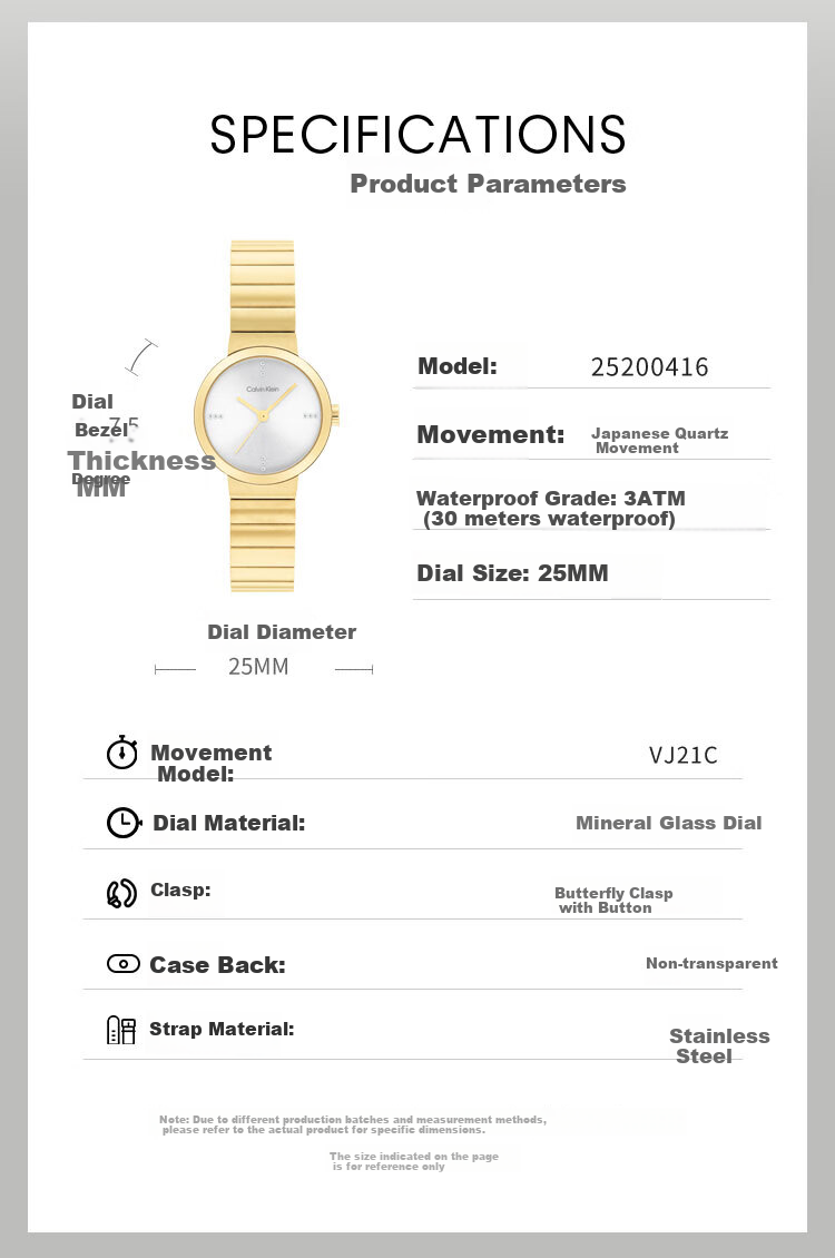Calvin Klein CK Elite Series Fashion Wristwatch Series 25200416, Gold, Dial 2