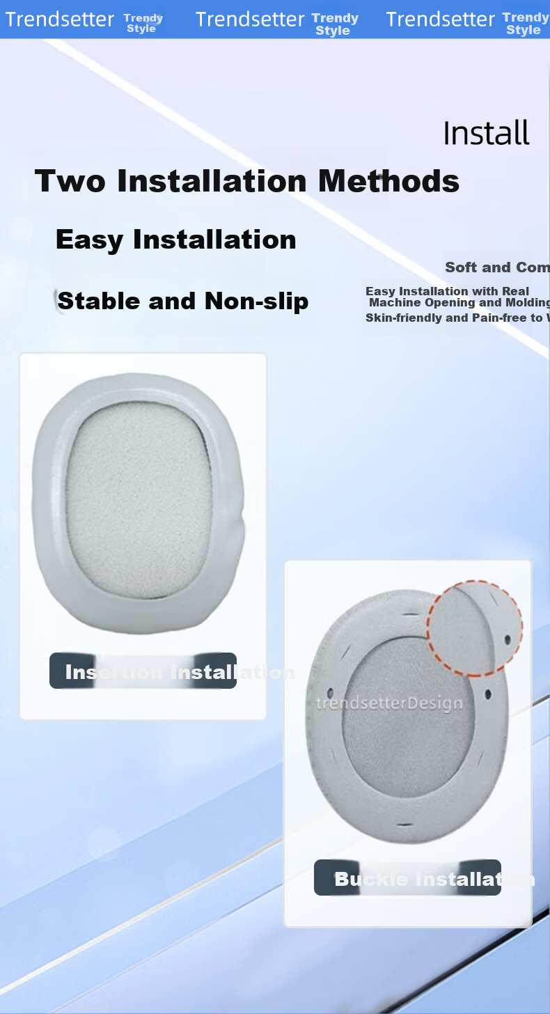Trendsetter Ear Cushion for Edifier W800BT/W800K/W800X Headphones, Foam Cover, Protective Case, Leather Sleeve, Ear Pad 6