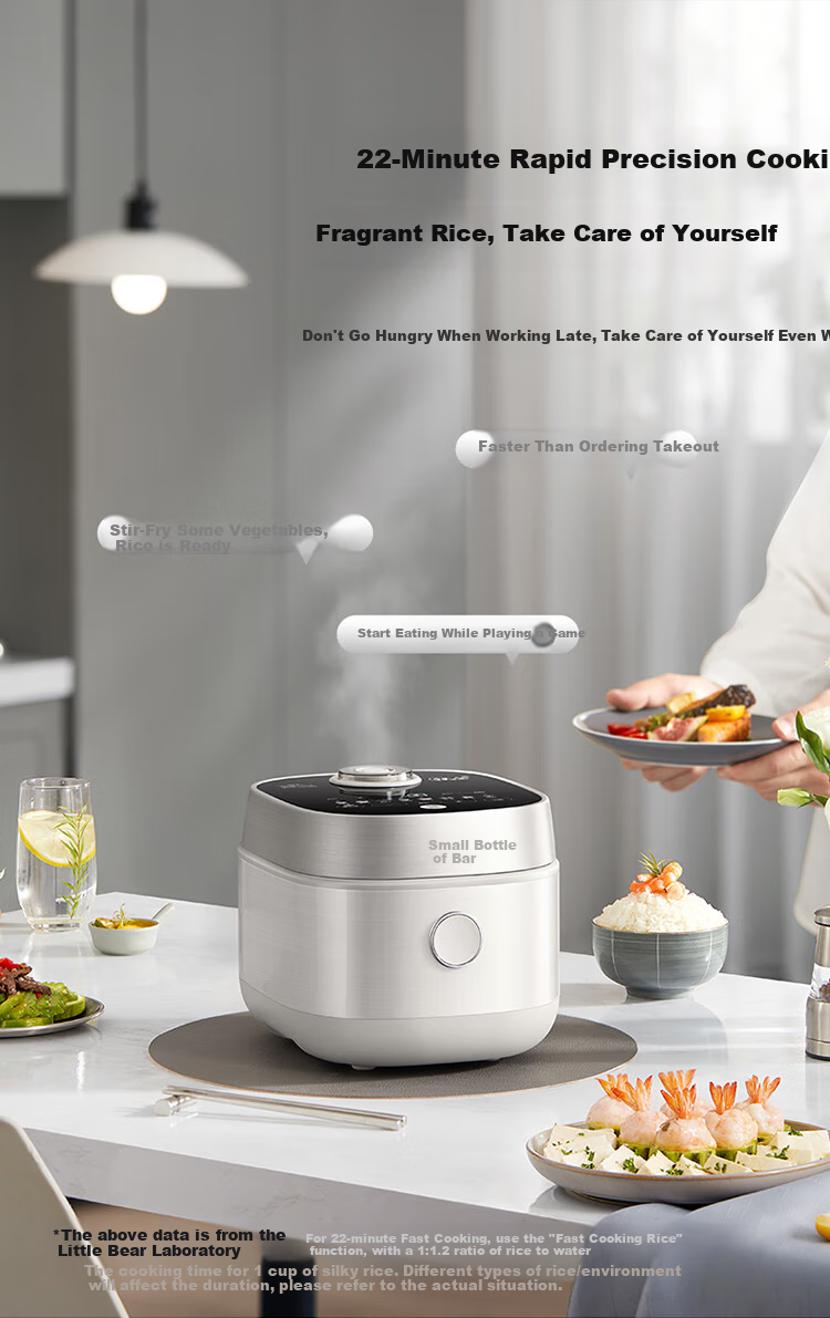 Bear Rice Cooker for 2-3 People, Zero Fluorine IH Iron Pot Non-Stick, Smart Reservation Micro-Pressure Multi-Function Firewood Rice 2L DFB-J20C6 16