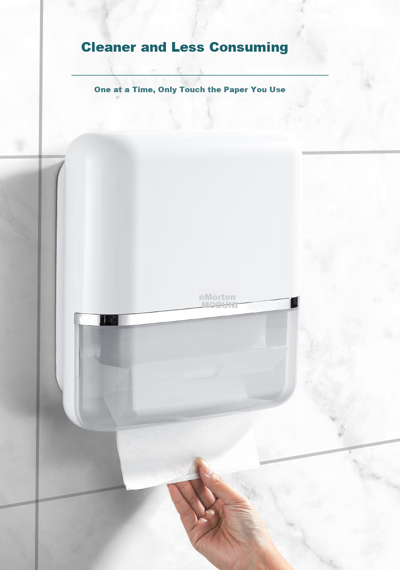 MODUN 5881 No-Drill Hand Towel Dispenser, Wall-Mounted Paper Towel Distributor, Bathroom Tissue Box, Restroom Hand Towel Dispenser, Commercial Use 2