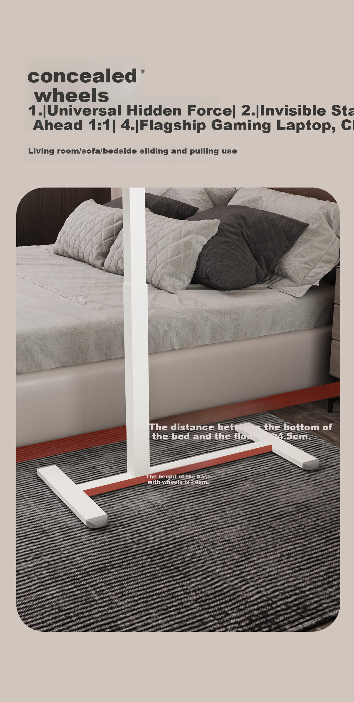 JOYSEEKER Mobile Lifting Bedside Table, Home Office Side Table, Laptop Desk, Bedroom Lazy Table, Study Desk 3