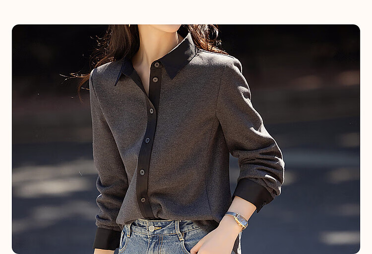 Dme High-Quality Cool And Stylish Design Commuter Shirt with Patchwork Jacquard Satin Fabric Women's Blouse Top 2