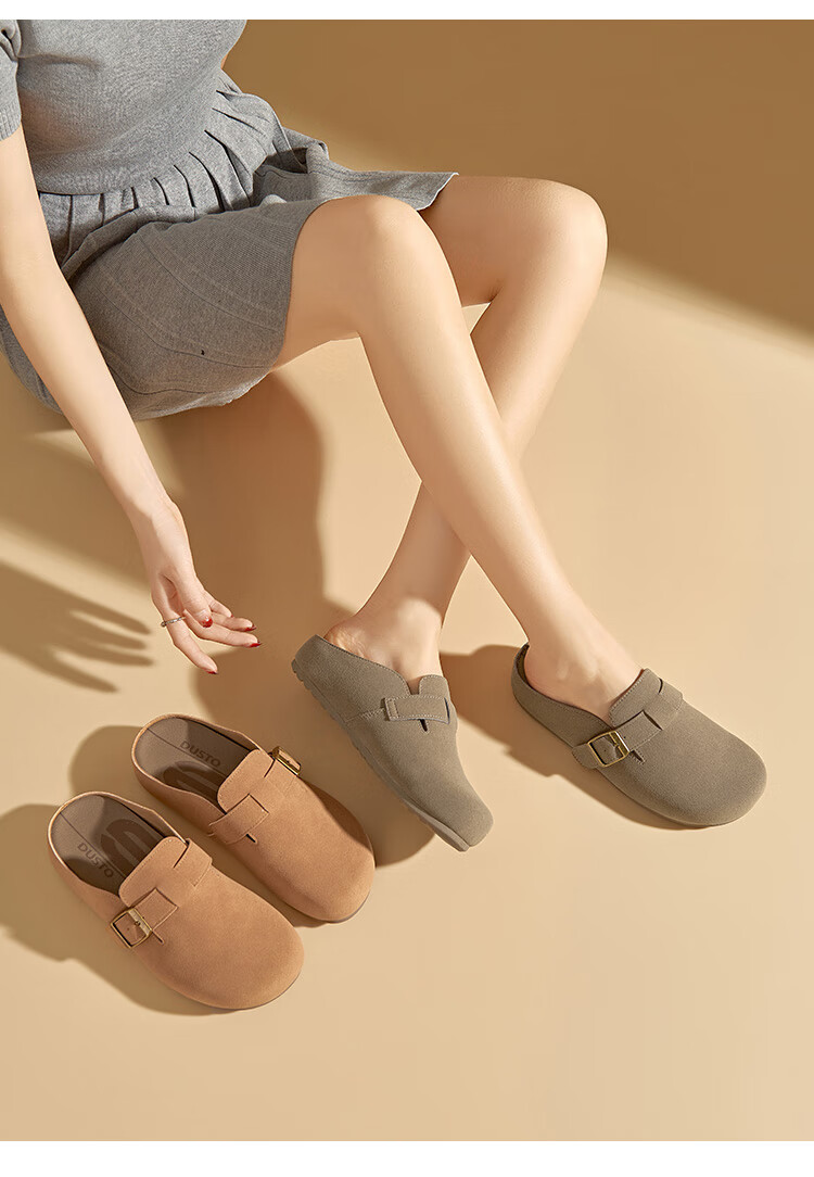 Dusto Birkenstock Women's Outdoor Slippers 2026 New Spring Casual Thick Sole Slip-On Closed-Toe Half Slippers 11