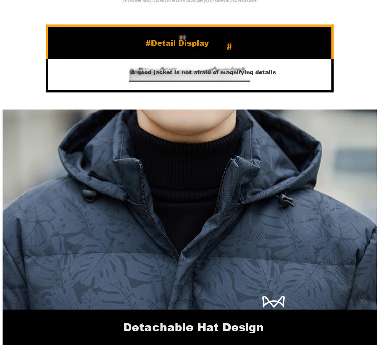 MiiOW Cotton Padded Jacket for Men, Autumn And Winter Long-Sleeve Warm Coat, Thickened Puffer Jacket, Black, Size L 8