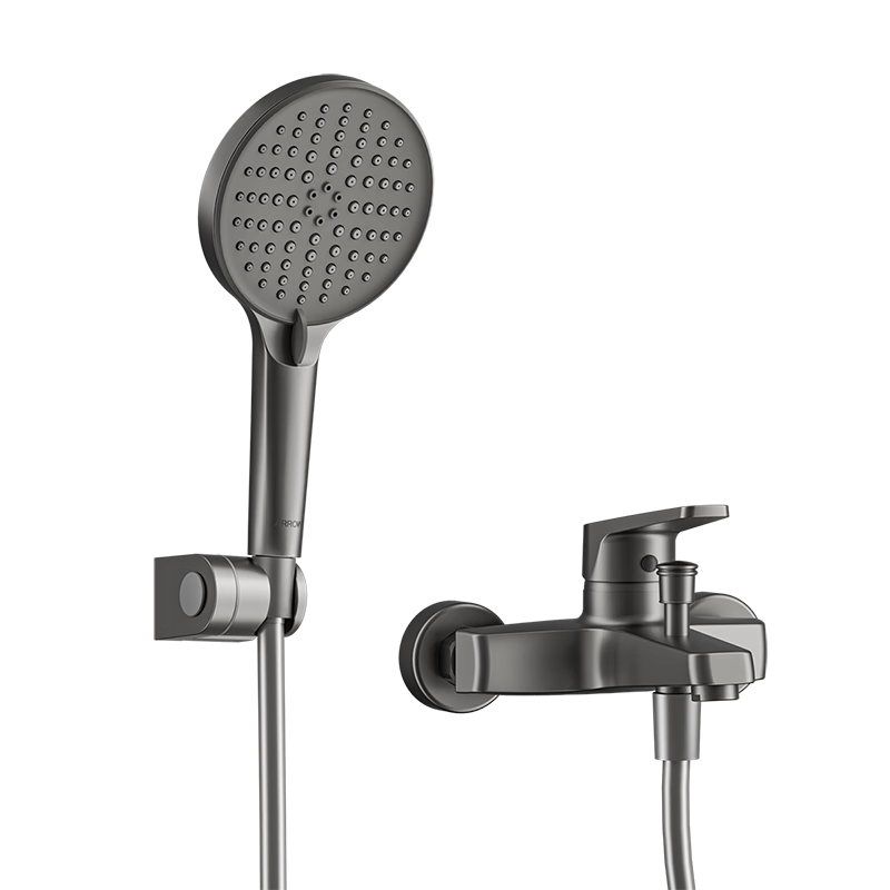 Arrow Simple Shower Set Gunmetal Shower Set with Brass Faucet Mixer Valve and Pressurized Shower Head