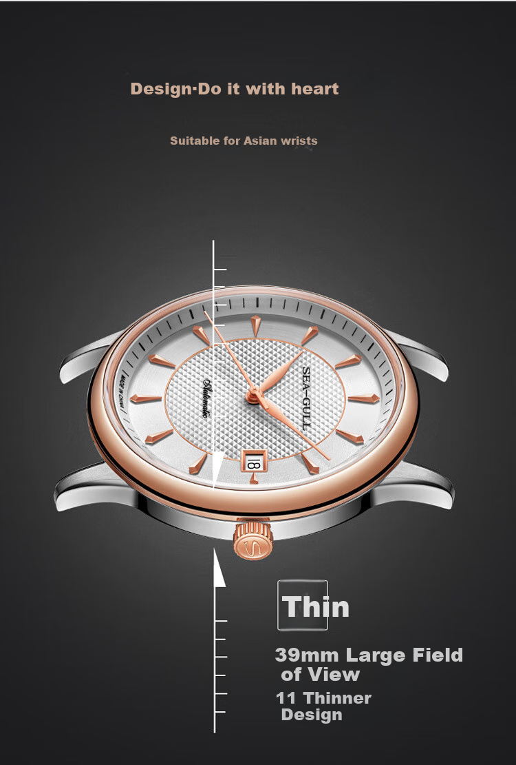 SEAGULL Automatic Mechanical Watch for Men, Simple Calendar Men's Watch, Birthday Gift for Men, National Watch 819.13.1054 36