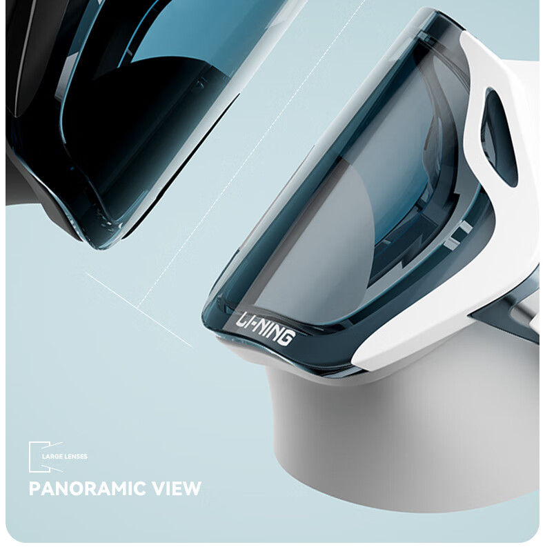 Li-Ning Swimming Goggles, High-Definition Anti-Fog Waterproof Large Frame Coated Swimming Goggles, Unisex Fashion Diving Mask for Adults, Model 2068 White 2