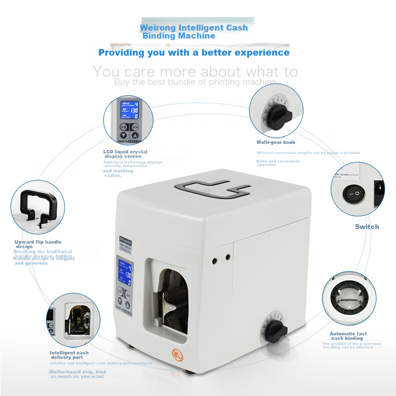 Weirong MS-8011A Intelligent Fully Automatic Bank Currency Strapping Machine Electric Banknote Bundling Machine 2