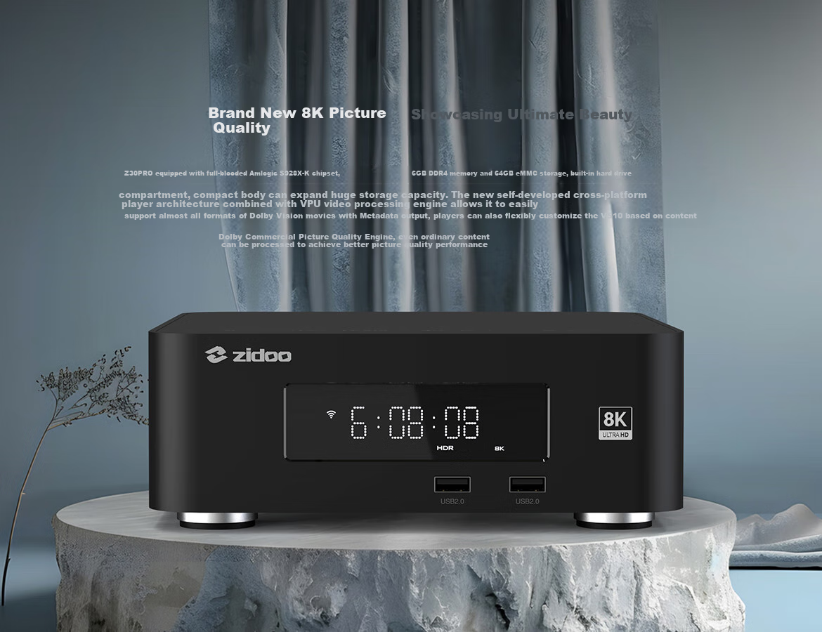 ZIDOO Z30PRO Blu-Ray HD Hard Drive Player, 8K UHD HDR Dolby Vision Player, Home Theater Player-V11 Infrared Remote Control 1