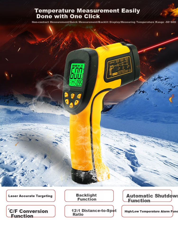 Xima Infrared Thermometer, High-Precision Industrial Temperature Gun for Food Baking And Electronic Thermometers, Oil Thermometer AS842A 2