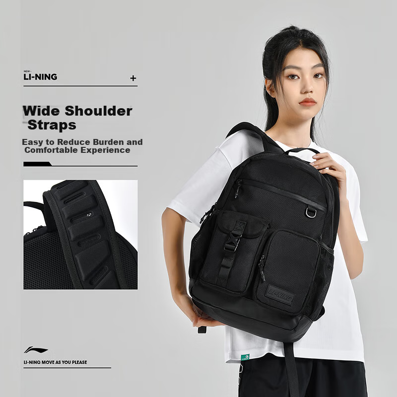 Li-Ning Table Tennis Backpack, Casual Outdoor Bag for Men And Women, Student Schoolbag, Laptop Bag, Lightweight Multifunctional Sports Bag