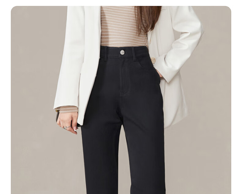 ESE-Y Spring 2025 New Slim-Fit Straight-Leg Pants, Dark Blue Denim Jeans for Women, Black, Size 26 20